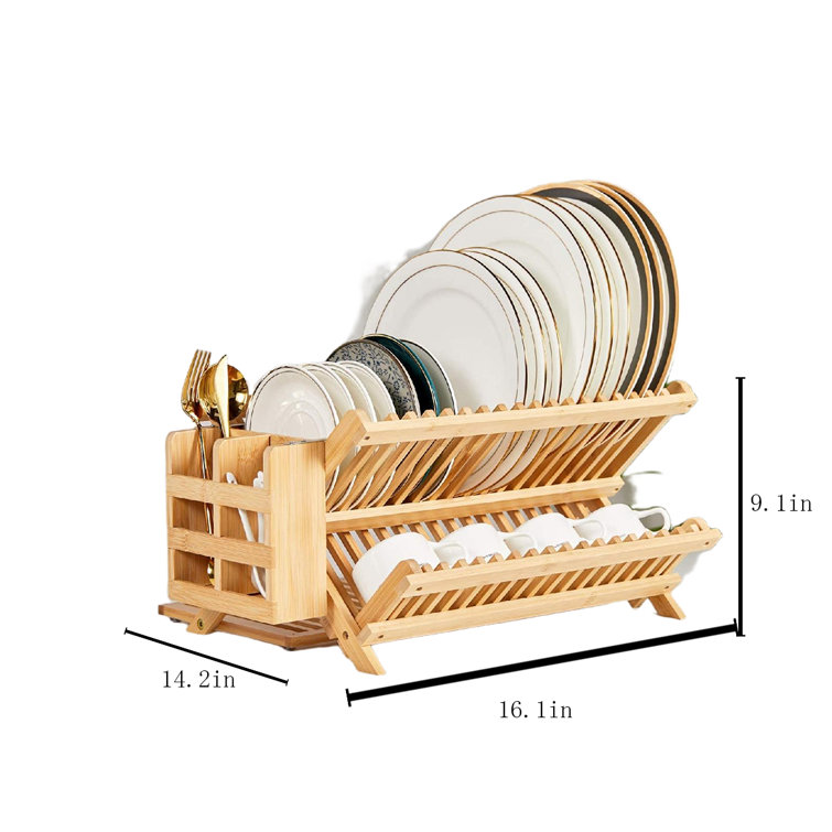 ZHILAI TENGSHUN TRADING INC Bamboo Dish Drying Rack With Utensil Holder